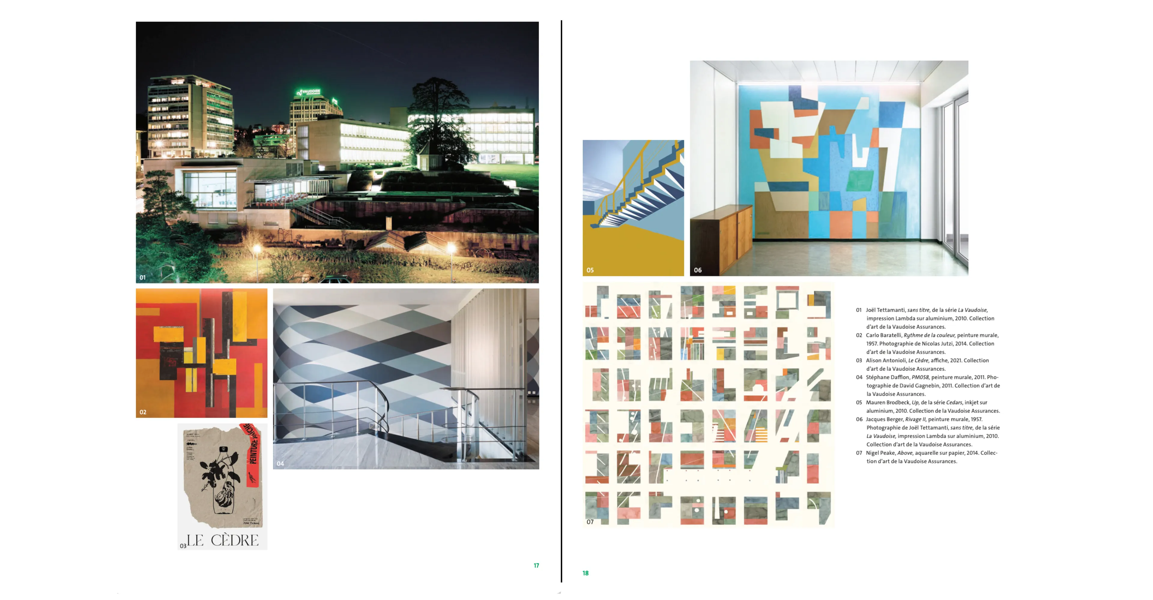 Pagine del libro annuale "Vaudoise Art Collection" con la pubblicazione del progetto artistico e della biografia di Alison Antonioli